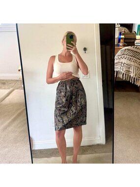 VICTOR COSTA SAKS FIFTH BROWN GOLD PENCIL SKIRT WOMENS SIZE 6